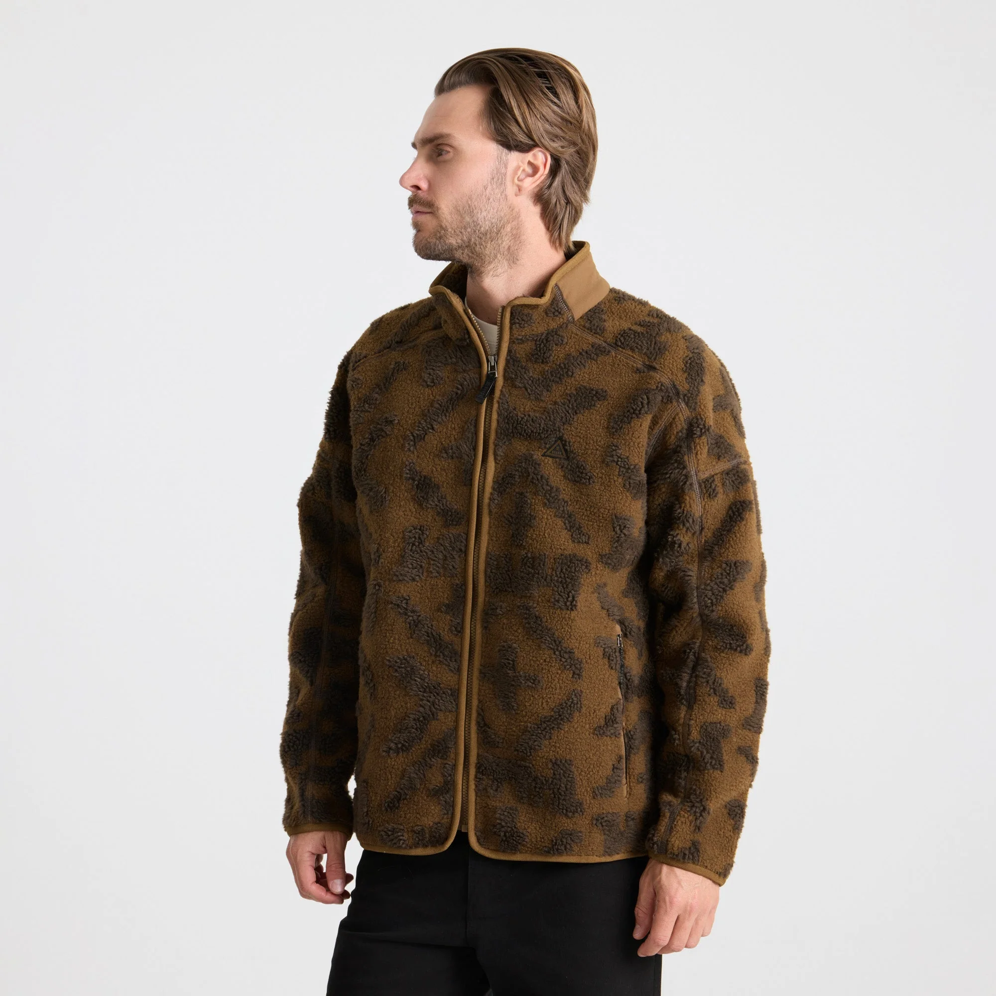 Campover Jacquard Sherpa Zip Hoodie - Otter - Image 3