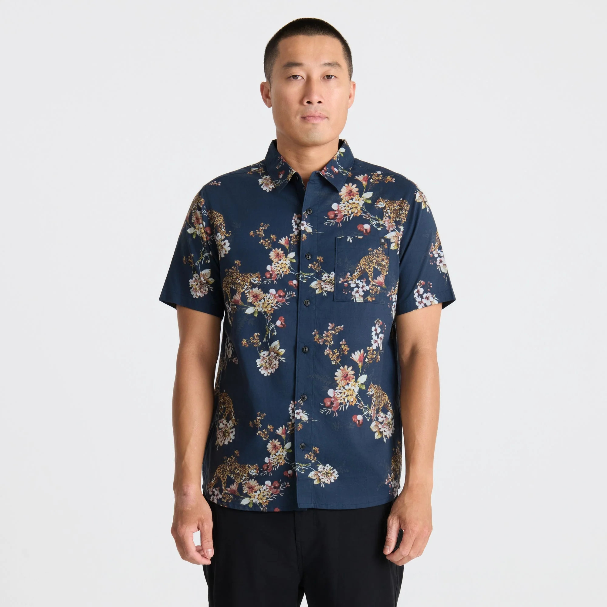 Journey Short Sleeve Button Up Shirt - Deep Navy - Image 3