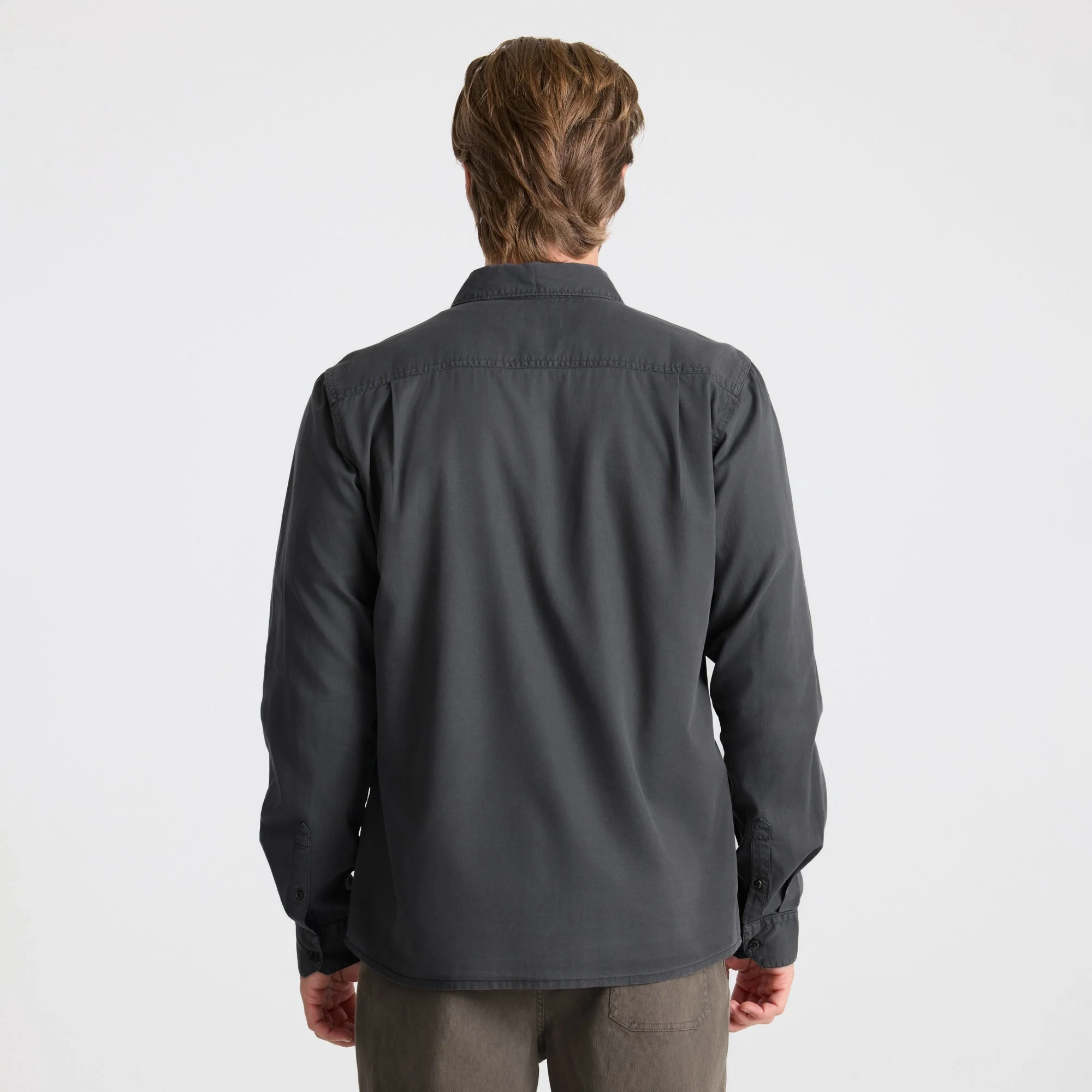 Made To Fade Long Sleeve Button Up Shirt - Washed Charcoal - Image 5