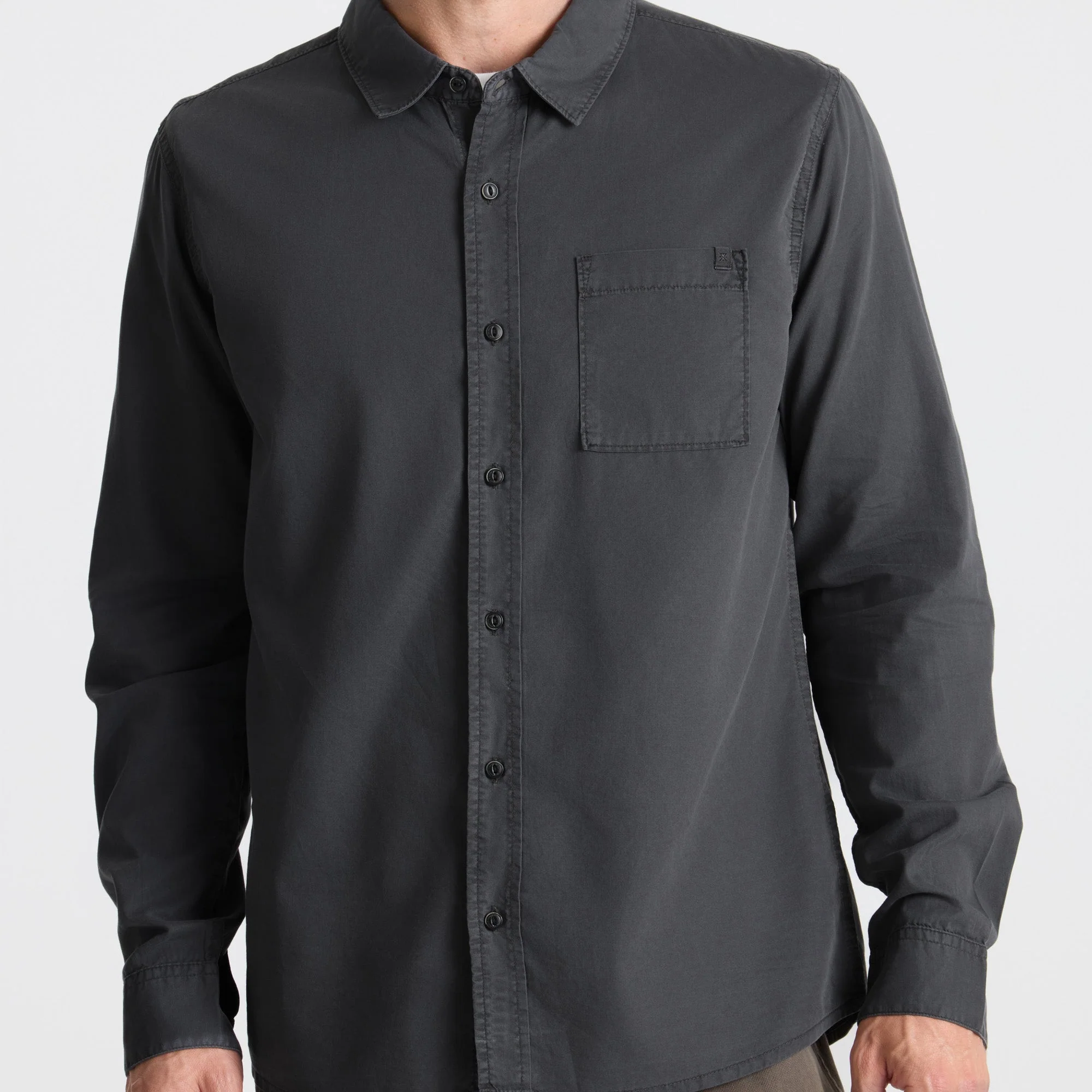 Made To Fade Long Sleeve Button Up Shirt - Washed Charcoal - Image 6