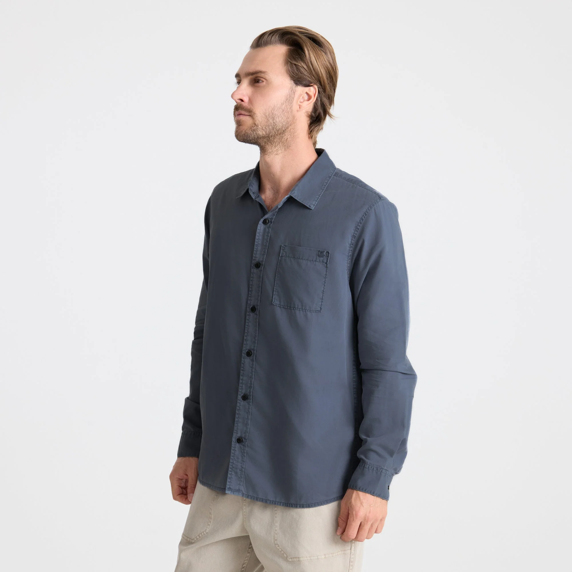 Made To Fade Long Sleeve Button Up Shirt - Washed Slate - Image 2