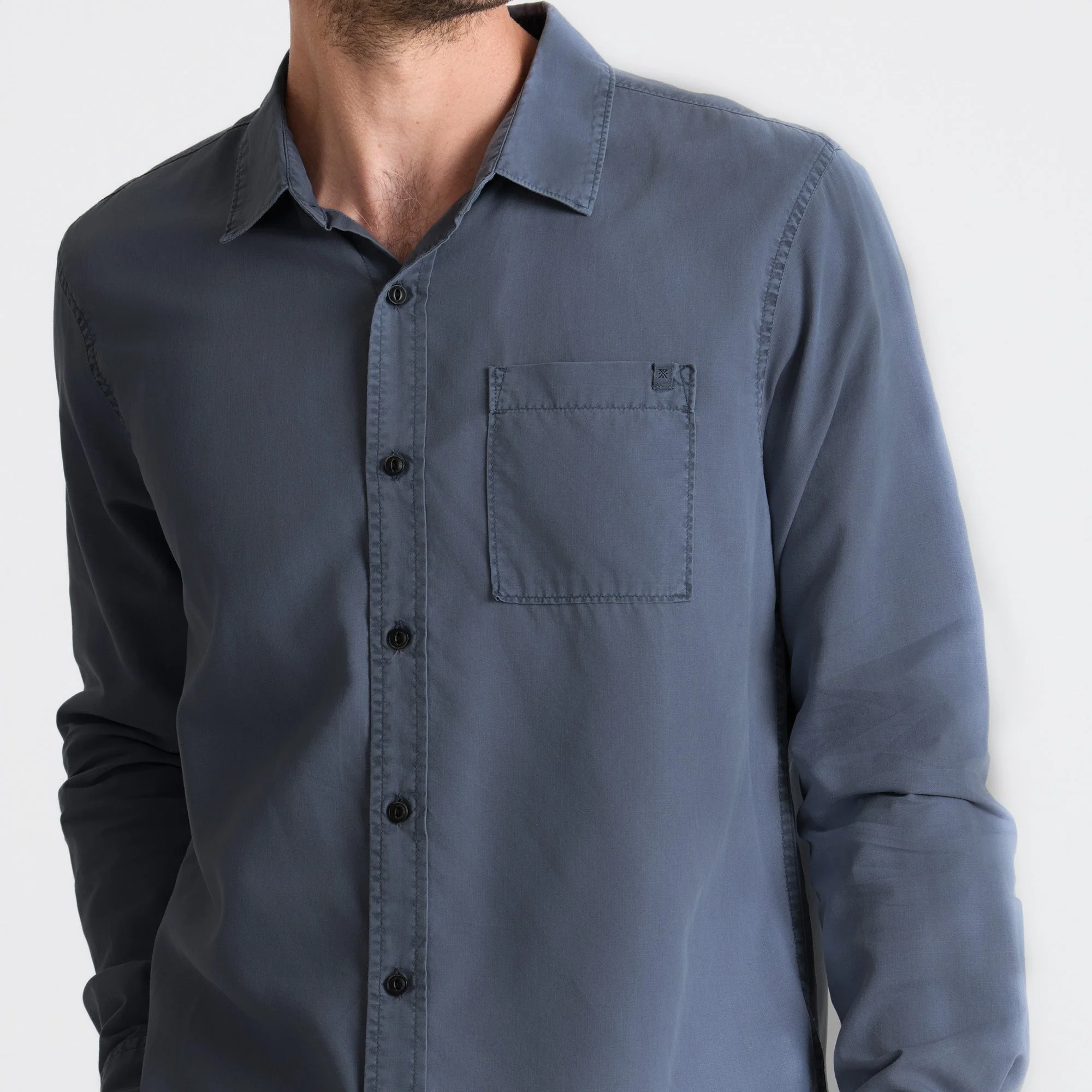 Made To Fade Long Sleeve Button Up Shirt - Washed Slate - Image 4