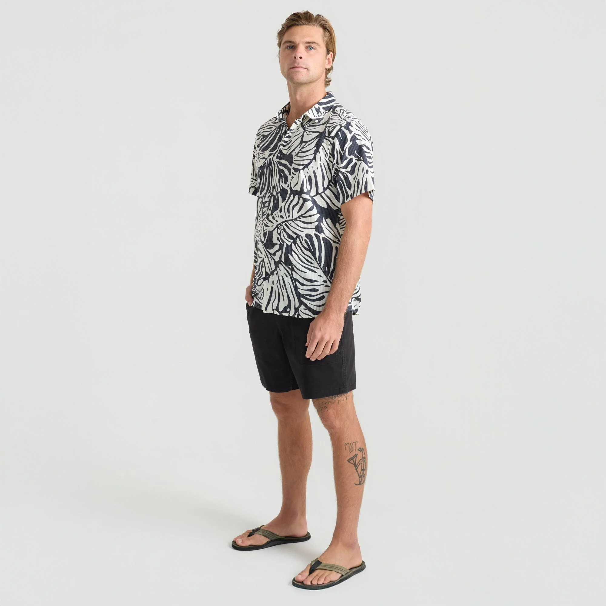 Bless Up Breathable Stretch Shirt - Black Monstera - Image 7