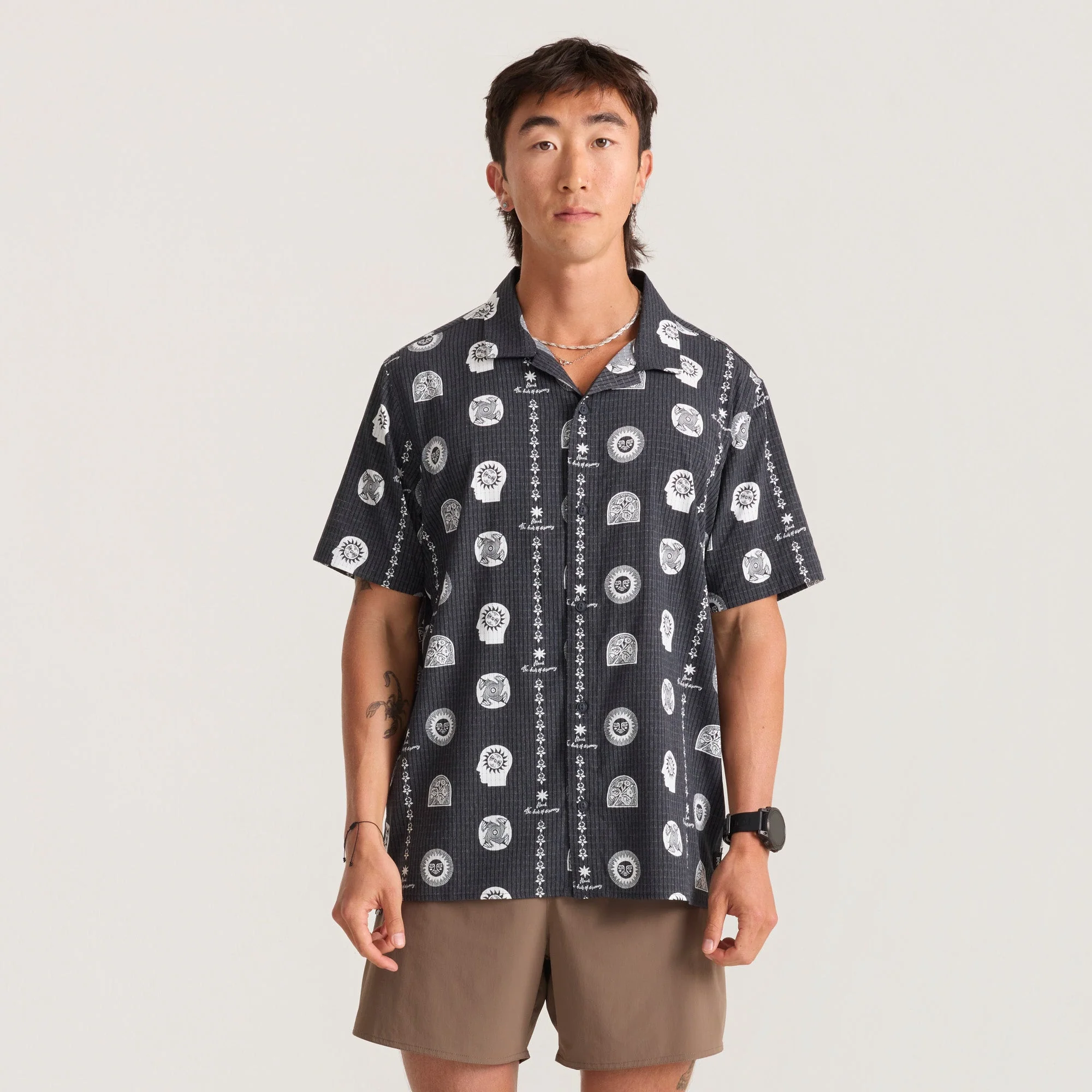 Bless Up Trail Button Up Shirt - Black Print - Image 3