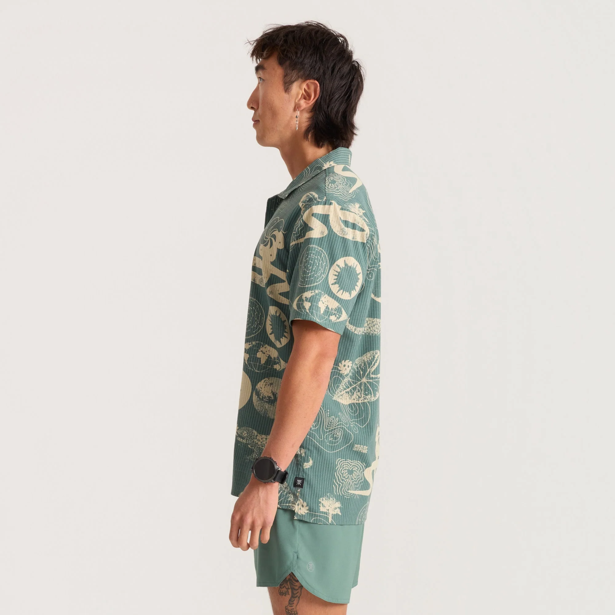 Bless Up Trail Button Up Shirt - Slate Green/Tan - Image 7