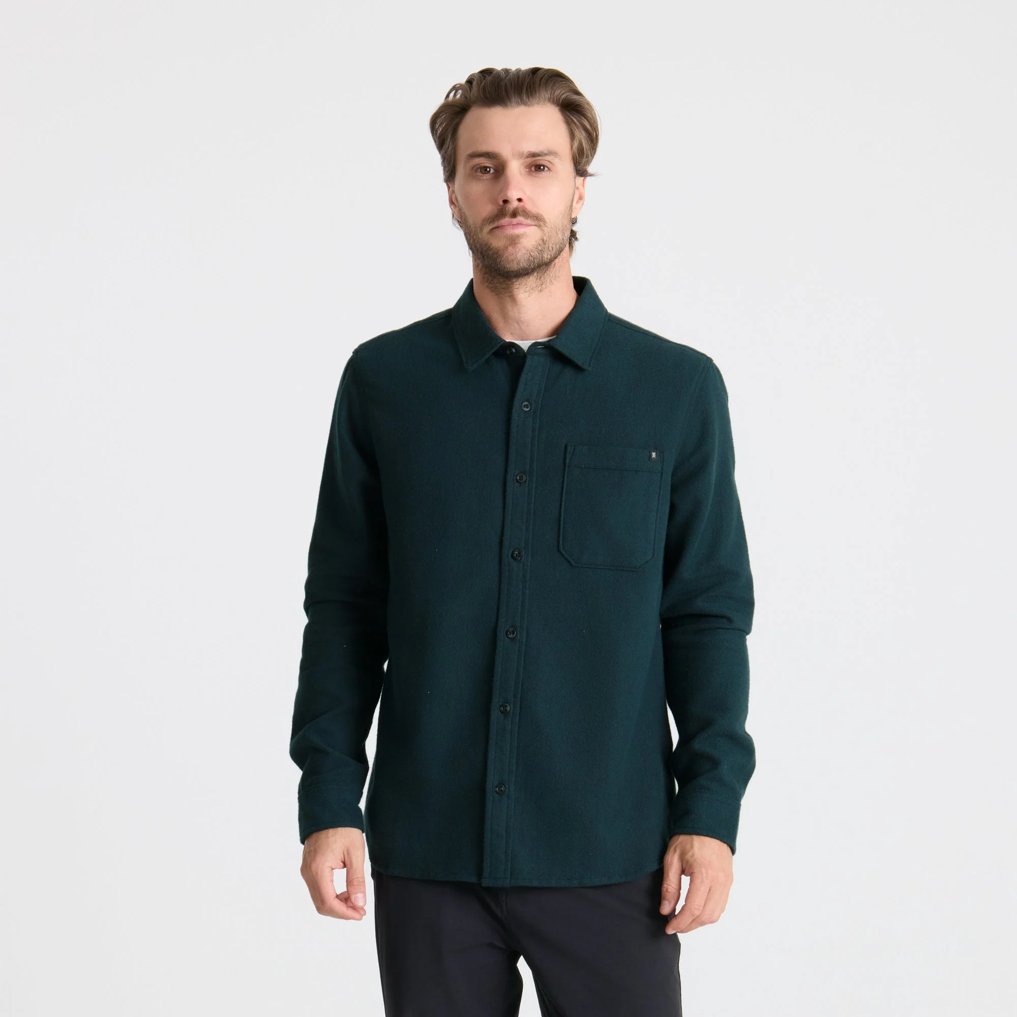 Crossroads Organic Cotton Flannel - Deep Navy Herringbone - Image 2