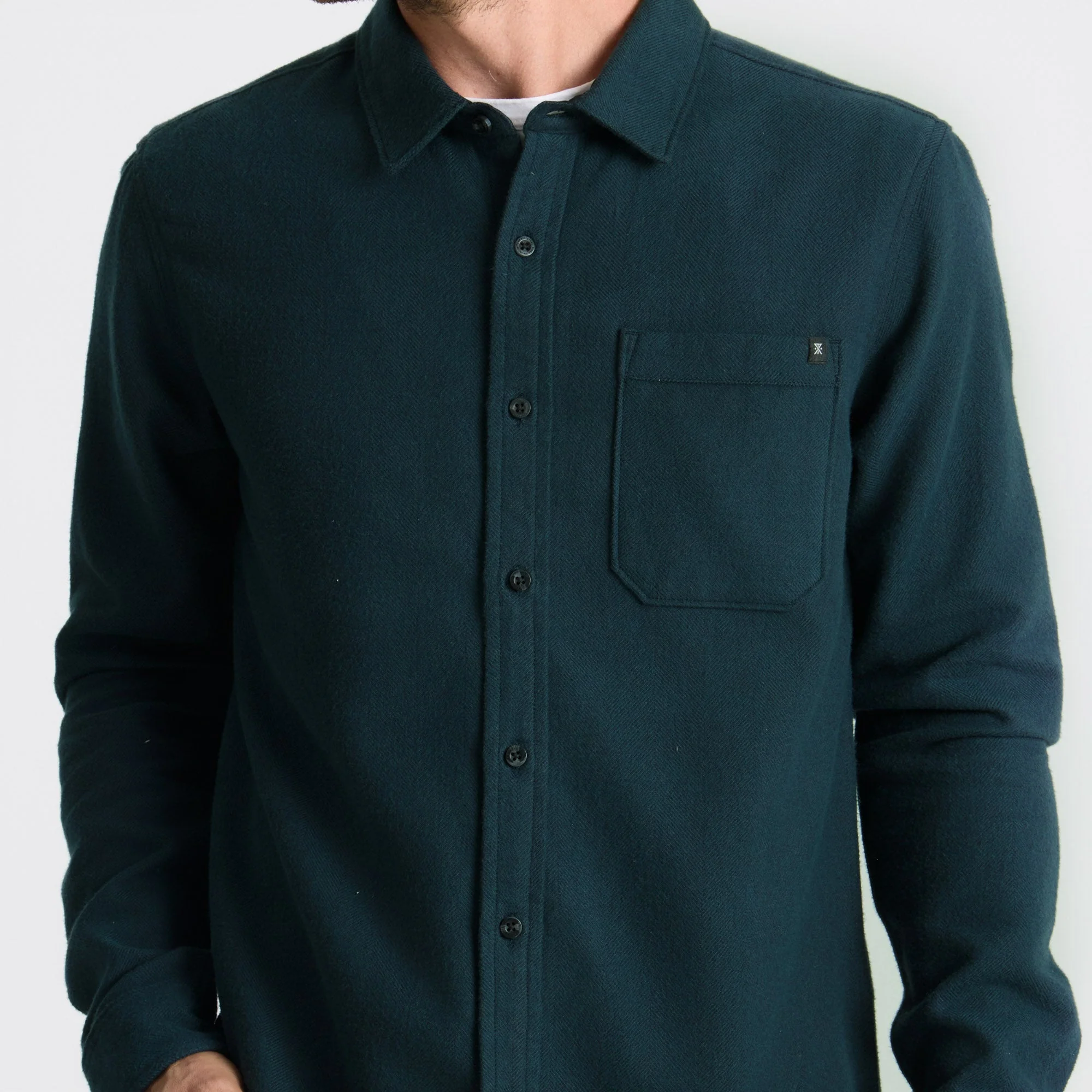 Crossroads Organic Cotton Flannel - Deep Navy Herringbone - Image 5
