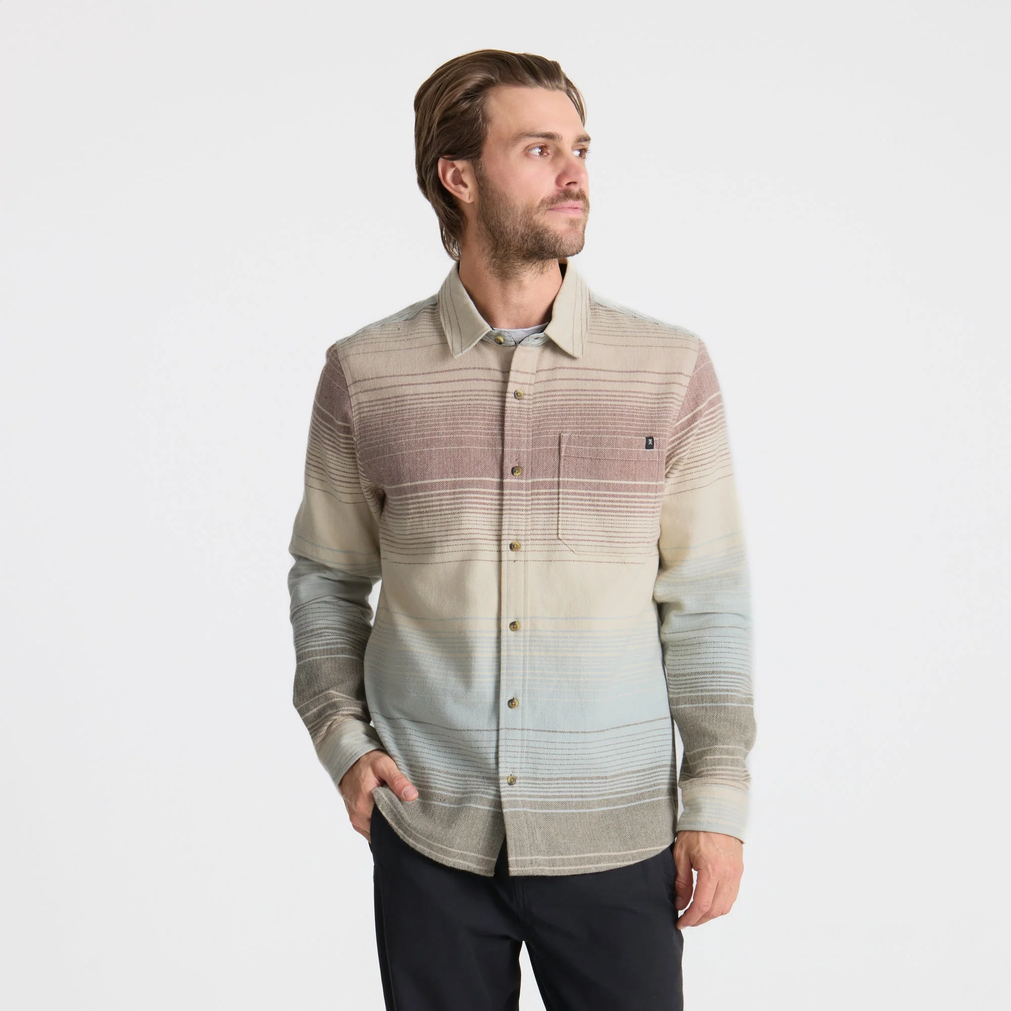 Crossroads Organic Cotton Flannel - Fossil Stripe - Image 3