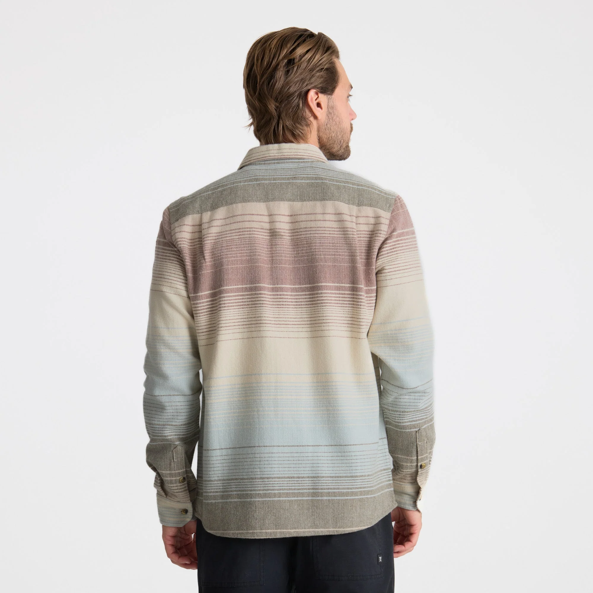 Crossroads Organic Cotton Flannel - Fossil Stripe - Image 5