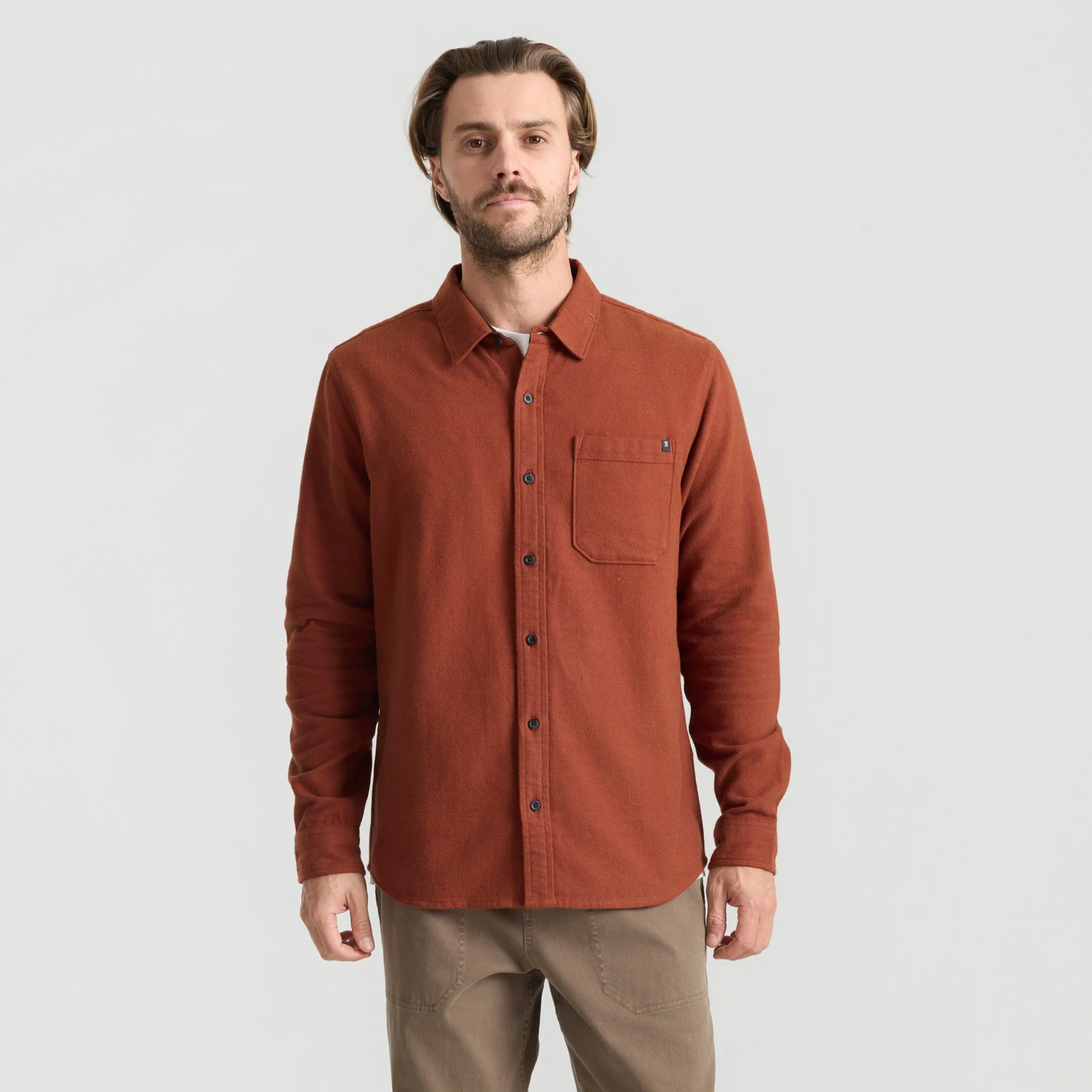 Crossroads Organic Cotton Flannel - Red Clay Herringbone - Image 3