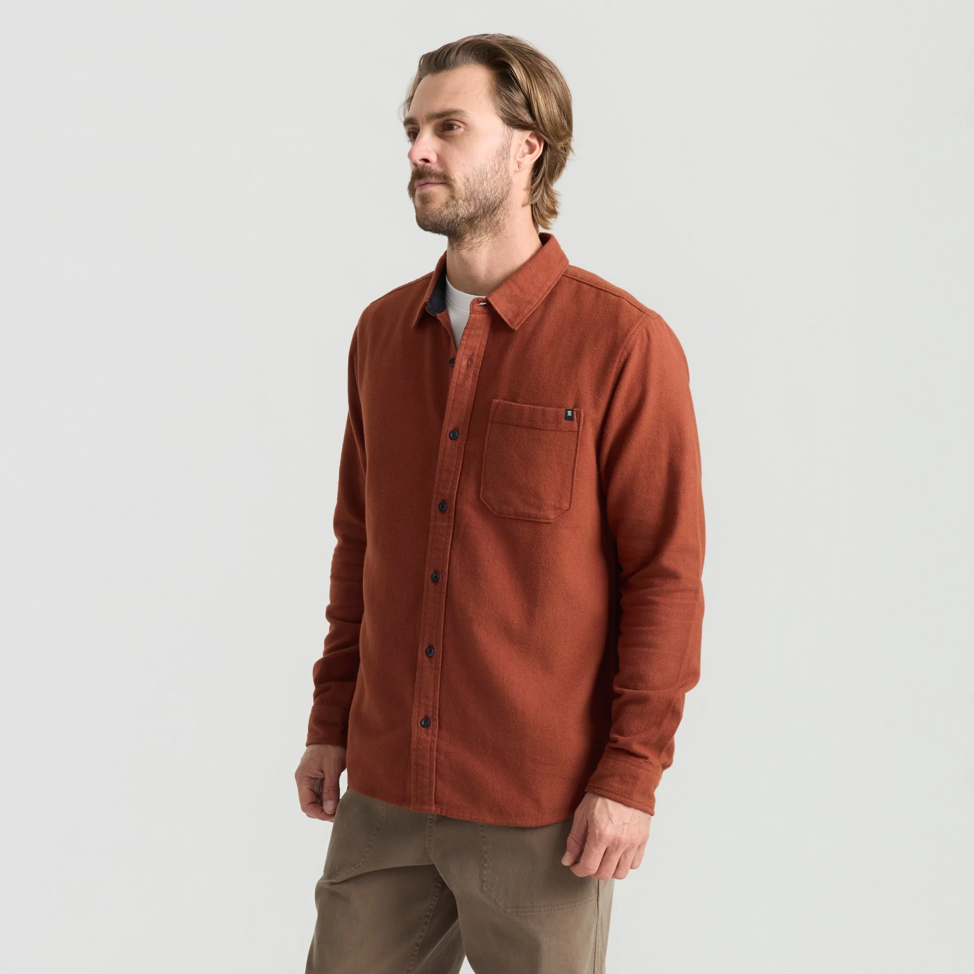 Crossroads Organic Cotton Flannel - Red Clay Herringbone - Image 4