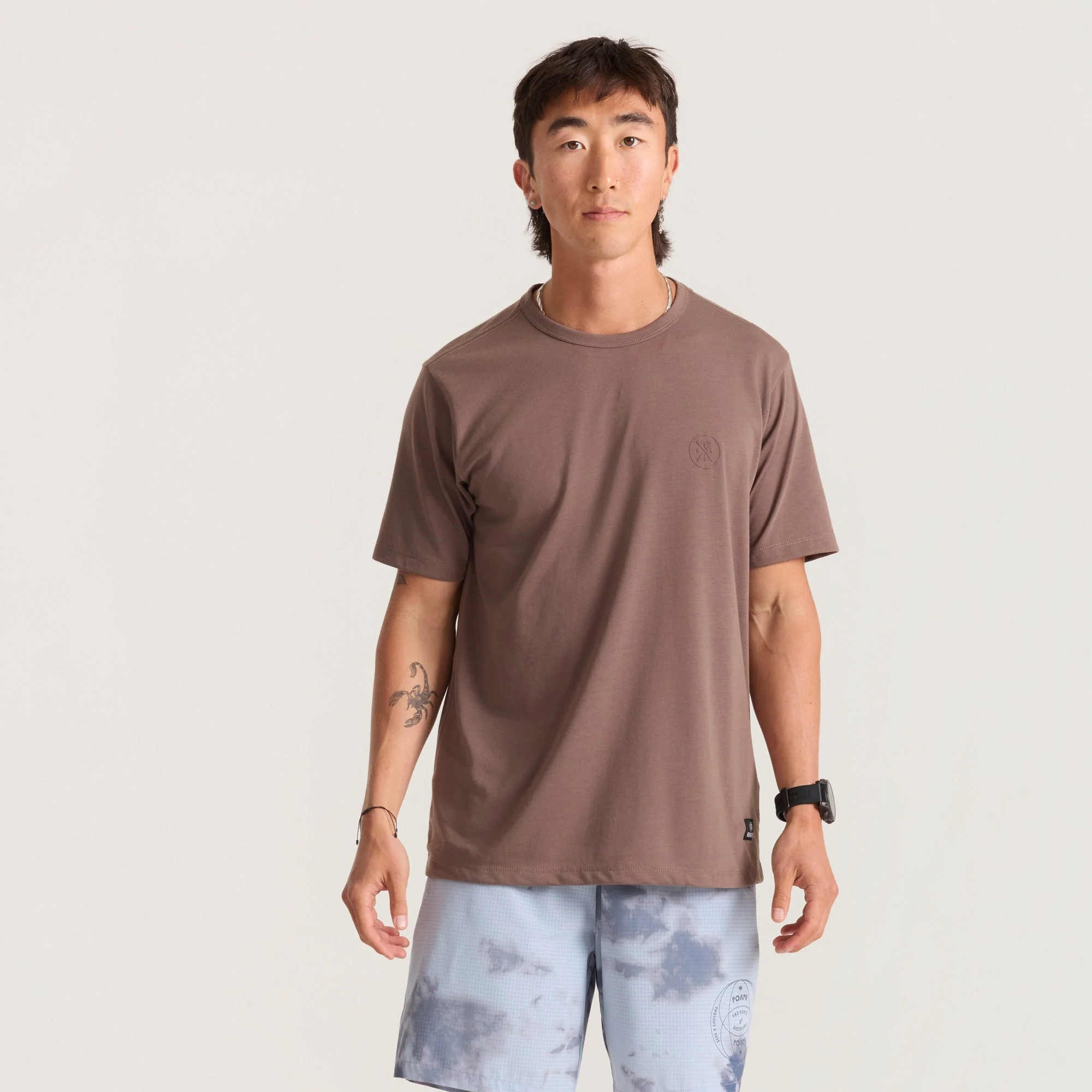 Mathis Active Short Sleeve Tee - Faded Brown - Image 3