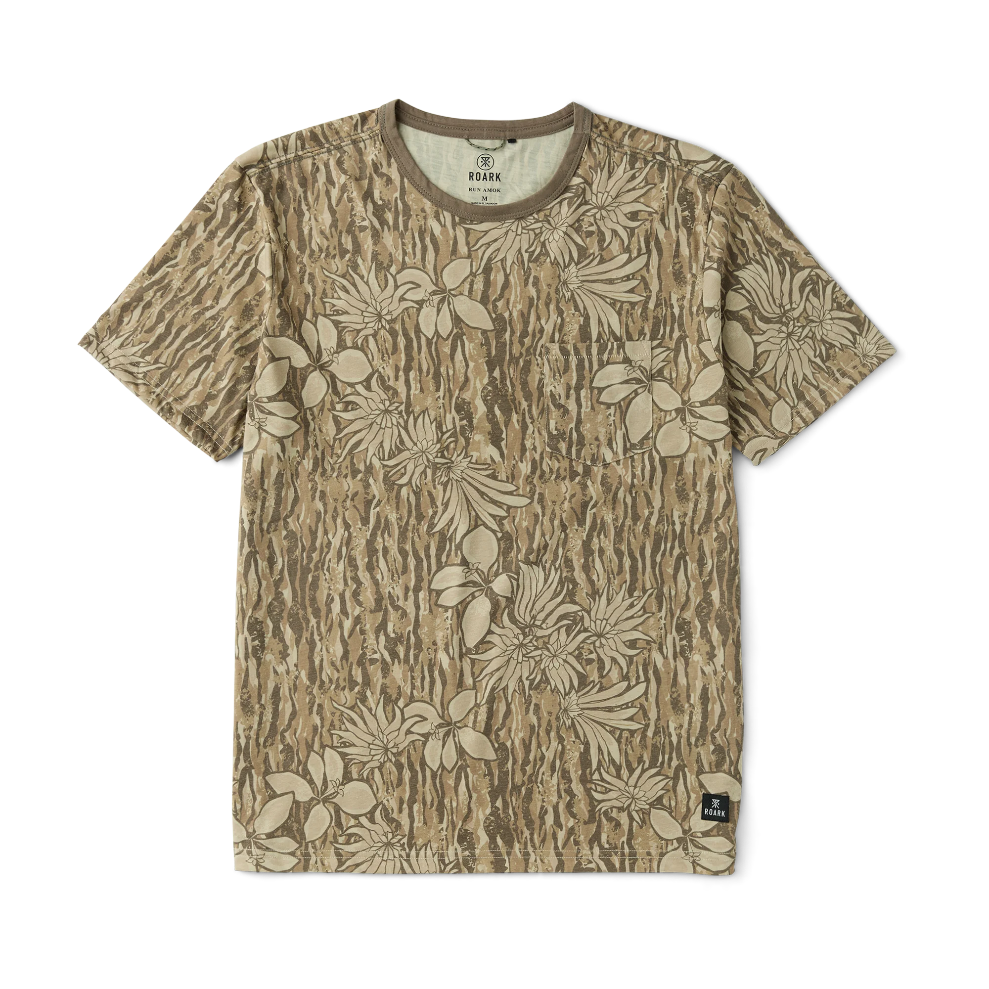 Mathis Active Tie Dye Pocket Short Sleeve Tee - Khaki Tie Dye