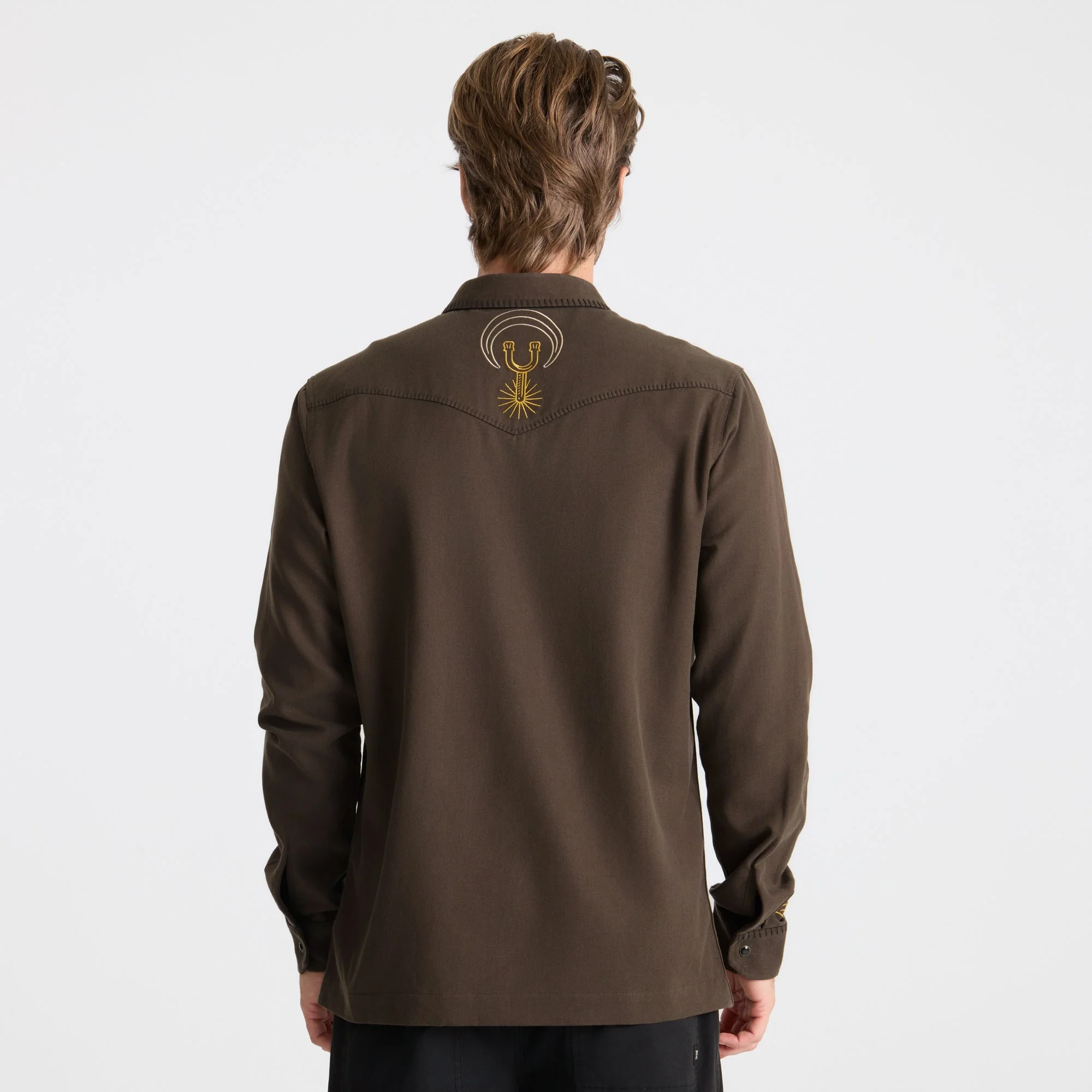 On the Range Long Sleeve Button Up Shirt - Dark Brown - Image 4