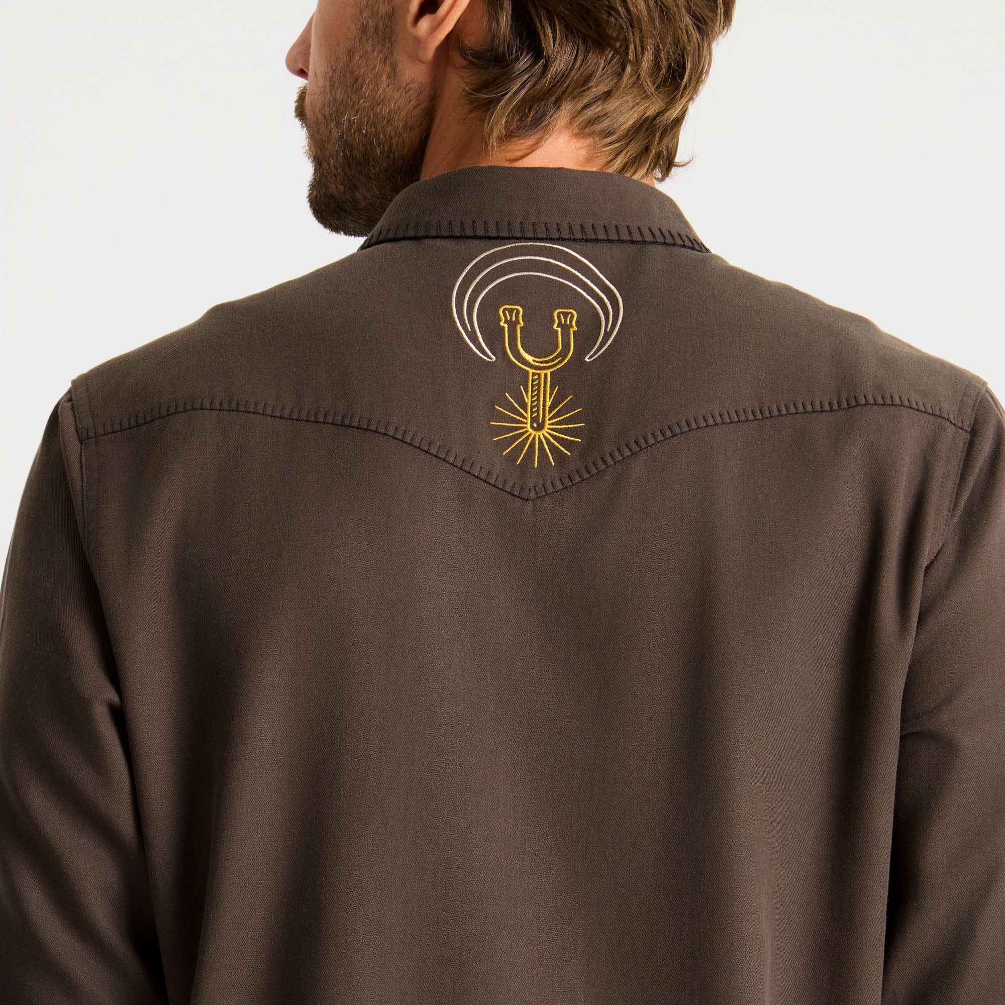 On the Range Long Sleeve Button Up Shirt - Dark Brown - Image 5