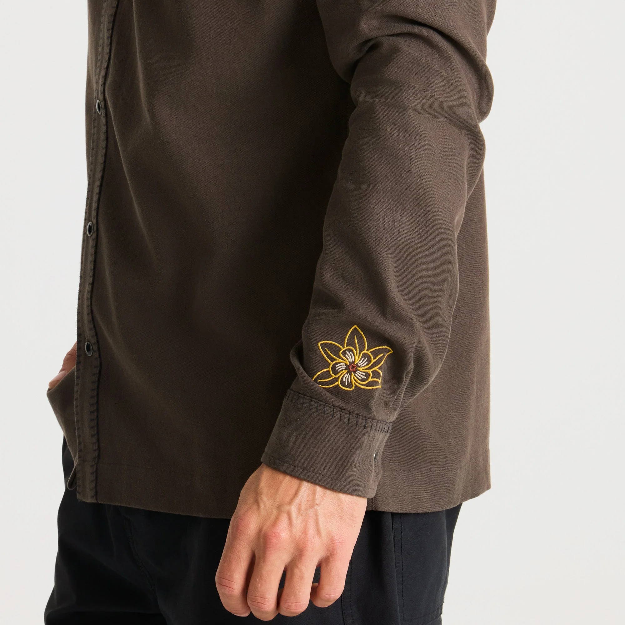 On the Range Long Sleeve Button Up Shirt - Dark Brown - Image 6