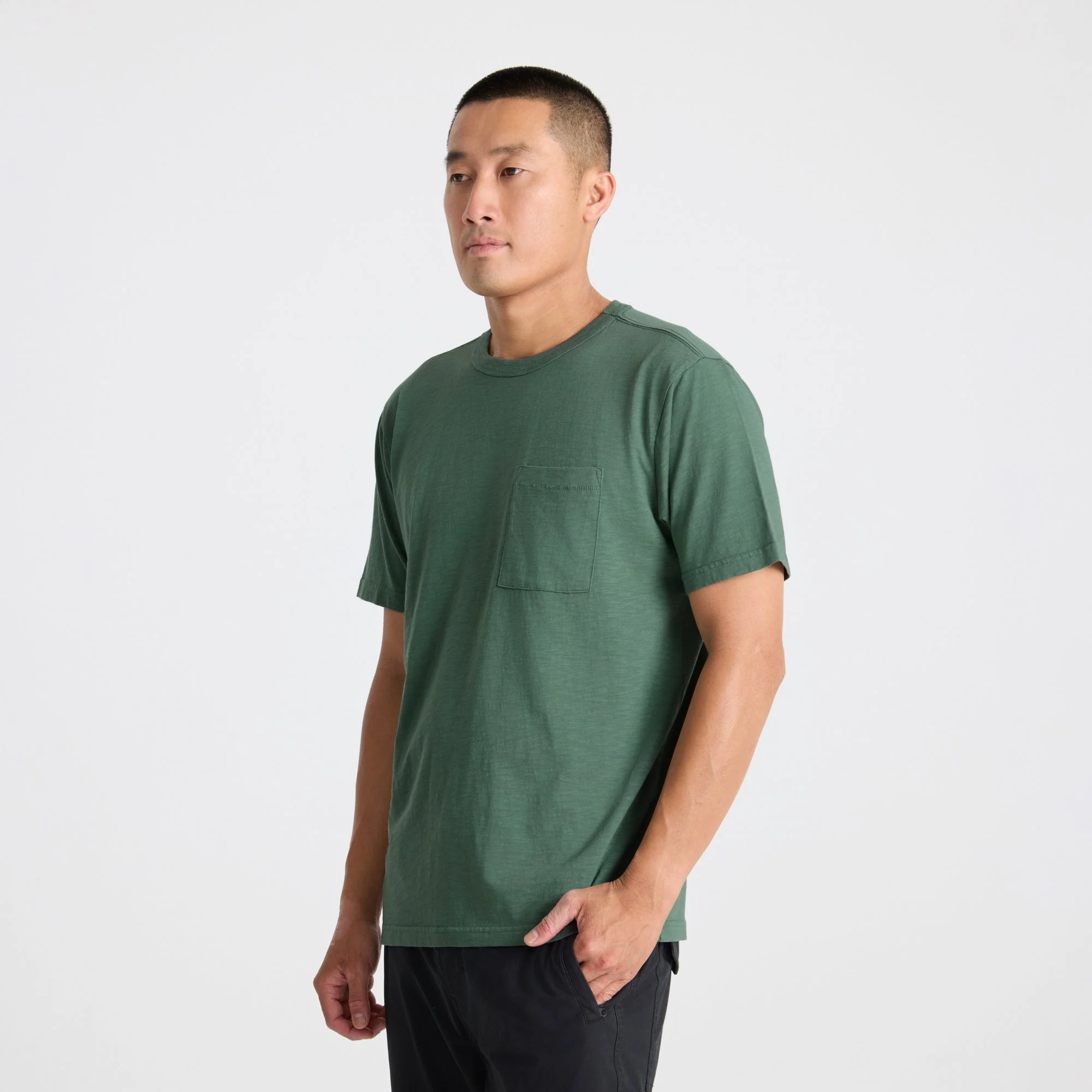Well Worn Organic Short Sleeve T-Shirt - Slate Green - Image 4